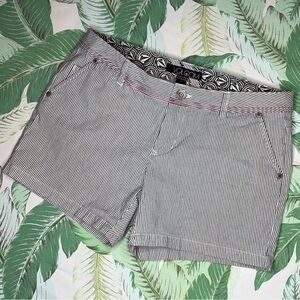 Volcom Striped Mid-Rise Stretch Shorts